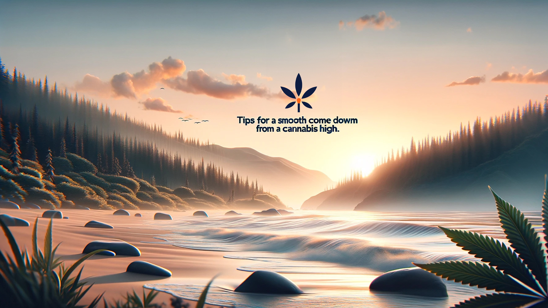 Serene scene for smooth cannabis high descent - tips highlighted.